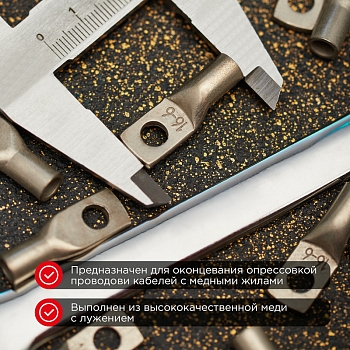 Наконечник медный луженый ТМЛ-Р 16–6 (16мм² - Ø6мм) (в упак. 100 шт.) REXANT