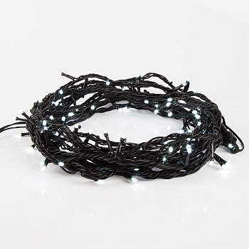 Гирлянда Нить управляемая 10м 100 LED СИНИЙ черный ПВХ IP65 свечение с динамикой 230В контроллер в комплекте NEON-NIGHT