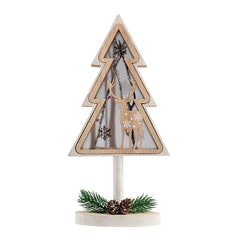 Деревянная фигурка с подсветкой Елка на подставке 14,5х5х30 см