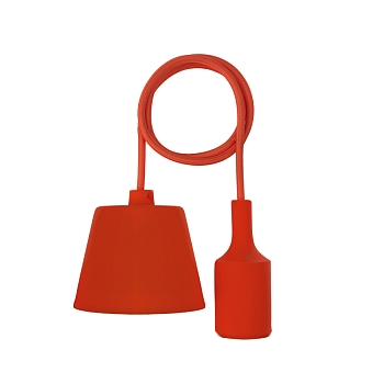 Патрон E27 силиконовый со шнуром 1м красный REXANT