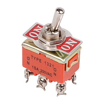 Тумблер 250V 15А (6c) ON-ON двухполюсный  (KN-202)  REXANT (в упак. 1шт.)