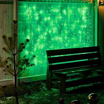 Гирлянда светодиодная Занавес 2х1,5м 360 LED ЗЕЛЕНЫЙ белый ПВХ IP65 постоянное свечение 230В блок в комплекте NEON-NIGHT