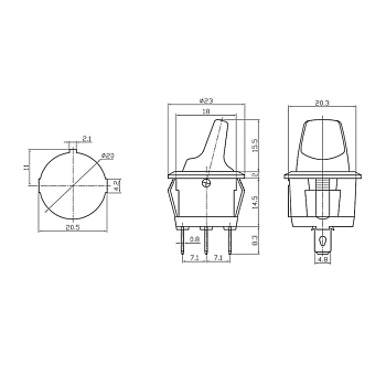 Выключатель клавишный круглый 12В 16А (3с) ON-OFF красный с подсветкой REXANT