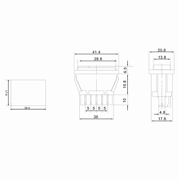 Переключатель (стеклоподъемника) клавишный 12В 20А (5с) (ON)-OFF-(ON) черный с подсветкой REXANT