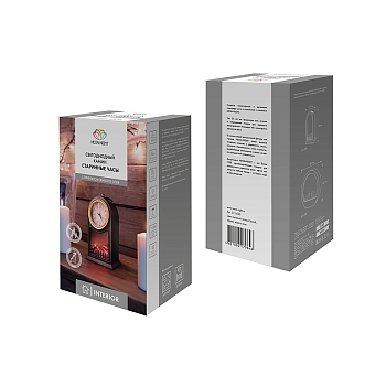 Светодиодный камин Старинные часы с эффектом живого огня 14,7x11,7x25 см, черный, батарейки 2хС (не в комплекте) USB NEON-NIGHT