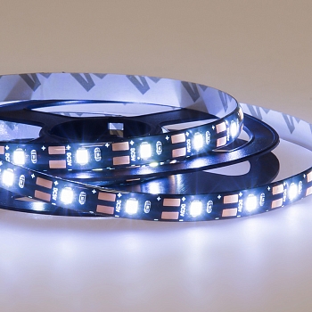 Лента светодиодная 5В, SMD2835, 4,8Вт/м, 60 LED/м, 6500K, 8мм, 1м, с USB коннектором, черная, IP65 LAMPER
