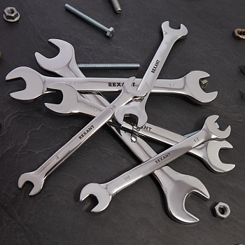 Набор ключей рожковых (8-19мм), 6 шт, CrV, зеркальное хромирование REXANT