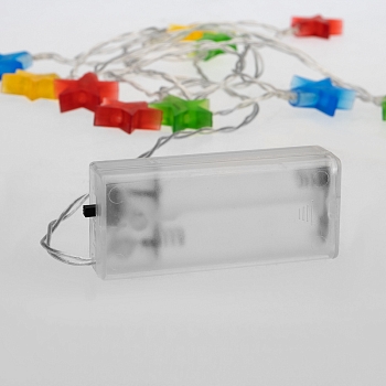 Гирлянда светодиодная Звездочки 1,5 м, 10 LED, прозрачный ПВХ, цвет свечения мультиколор, 2 х АА (батарейки не в комплекте) NEON-NIGHT