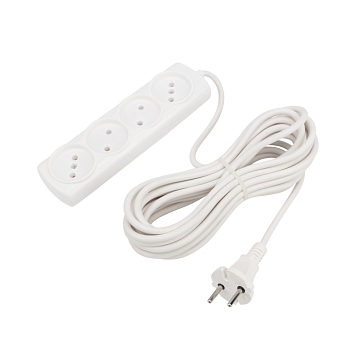 Удлинитель OPTIMA 4 гнезда, 7м, 2х0,75мм², б/з, белый PROconnect