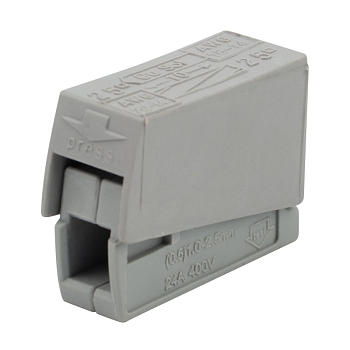 Строительно-монтажная клемма СМК 224-101 для светильника на 1 проводник (1,0-2,5)/(0,5-2,5) мм², серая (10 шт./уп.) REXANT