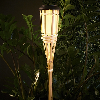 Светильник грунтовый Бамбук 3000К, со встроенным аккумулятором, солнечной панелью, датчиком освещенности LAMPER