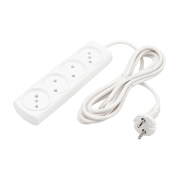Удлинитель OPTIMA 4 гнезда, 3м, 2х0,75мм², б/з, белый PROconnect