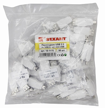 Переходник гнездо USB-A (Female)-штекер miniUSB (Male) REXANT