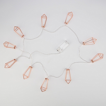 Гирлянда светодиодная Кристаллы бронзовые 10 LED, 1,5 м, прозрачный ПВХ, теплый белый свет свечения, 2 х АА (батарейки не в комплекте) NEON-NIGHT