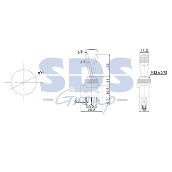 Тумблер 24V 20А (3c) ON-OFF однополюсный с красной подсветкой (ASW-13D) REXANT