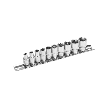 Набор торцевых головок 1/4, шестигранные, CrV, 10 шт., 4-13мм REXANT