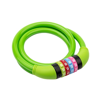 Замок тросовый кодовый взломостойкий для велосипедов и колясок 100см зеленый ЧЕТЫРЕ СЕЗОНА