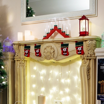 Новогодняя горка 7 свечек, цвет корпуса: Красный, цвет свечения: ТЕПЛЫЙ БЕЛЫЙ