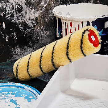 Ролик (сменный) полиакрил желтый с черной полосой, ворс 11 мм, ширина ролика 240 мм, Ø 42 мм, бюгель 6 мм REXANT