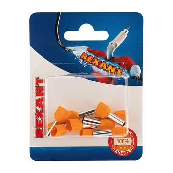 Наконечник штыревой втулочный изолированный F-12 мм 2х4мм² (НШВи(2) 4.0-12/НГи2 4,0-12) оранжевый REXANT