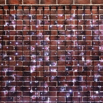 Гирлянда Светодиодный Дождь 2х6м, постоянное свечение, черный провод КАУЧУК, 230 В, диоды БЕЛЫЕ (шнур питания в комплекте)