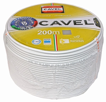 Кабель коаксиальный SAT-703PE, Cu/Al/CuSn, 75%, 75Ом, 100м, OUTDOOR, черный CAVEL