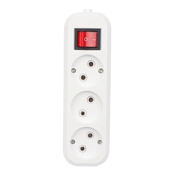 Колодка 3 гнезда с кнопкой без заземления REXANT