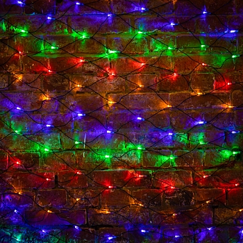 Гирлянда светодиодная Сеть 2х1,5м 288 LED МУЛЬТИ черный ПВХ IP65 постоянное свечение 230В контроллер в комплекте NEON-NIGHT