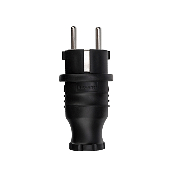 Вилка влагозащищенная прямая, с/з, 16А, IP44, каучук, черная REXANT