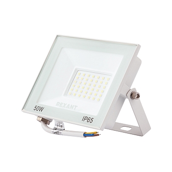 Прожектор светодиодный СДО 50Вт 4000Лм 3000K теплый свет, белый корпус REXANT
