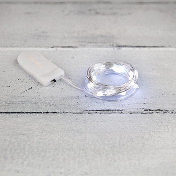 Гирлянда светодиодная Роса с крупными каплями 2м, 20LED, БЕЛЫЙ, IP20, 2хCR2032 в комплекте NEON-NIGHT