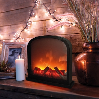 Светодиодный камин Шале с эффектом живого огня 30х13х28 см, батарейки 3хС (не в комплекте) или от USB (в комплекте)