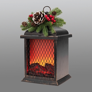 Светодиодный камин Рождество с эффектом живого огня 15х14х26см, батарейки 2хС (не в комплекте) и USB, бронзовый NEON-NIGHT