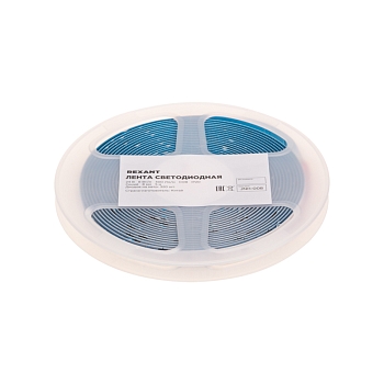 Лента светодиодная 24В, COB 8Вт/м, 320 LED/м, синий, 8мм, 5м, IP20 REXANT