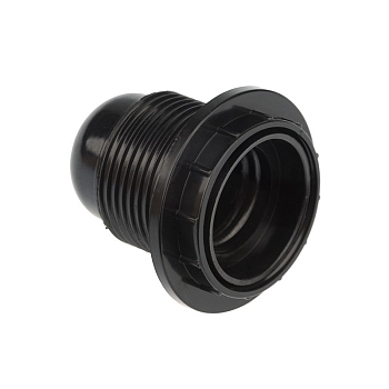 Патрон карболитовый с кольцом Е27 черный, c этикеткой REXANT