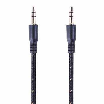 Аудиокабель AUX 3,5мм, 1м, черный, в тканевой оплетке REXANT