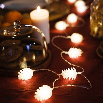 Гирлянда светодиодная Шишки 1,5 м, 10 LED, прозрачный ПВХ, цвет свечения теплый белый, 2 х АА (батарейки не в комплекте) NEON-NIGHT