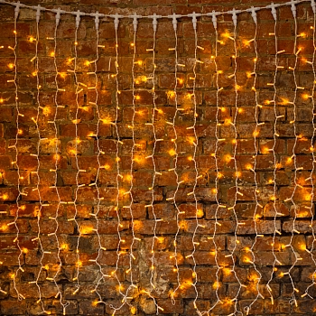 Гирлянда светодиодная Занавес 2х1,5м 360 LED ЖЕЛТЫЙ белый ПВХ IP65 постоянное свечение 230В блок в комплекте NEON-NIGHT