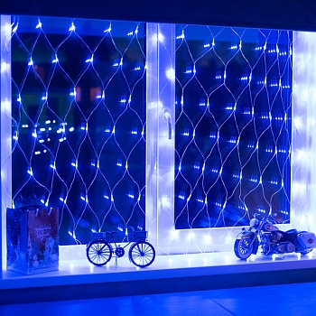 Гирлянда Сеть 1,5х1,5м, прозрачный ПВХ, 150 LED Синий