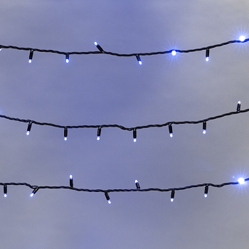 Гирлянда светодиодная Нить 20м 200 LED СИНИЙ черный каучук IP67 постоянное свечение 230В соединяется нужен блок 315-000 NEON-NIGHT