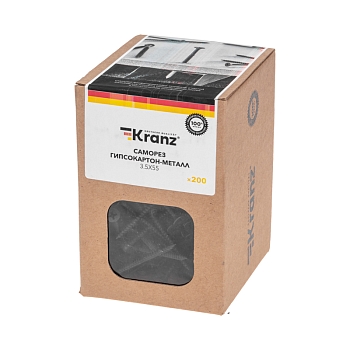 Саморез гипсокартон-металл 3,5х55 мм, короб (200 шт/уп) KRANZ