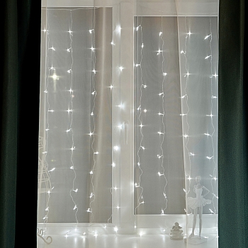 Гирлянда Светодиодный Дождь 1.5х1.5 м 144 LED, прозрачный ПВХ, с контроллером, холодное белое свечение NEON-NIGHT