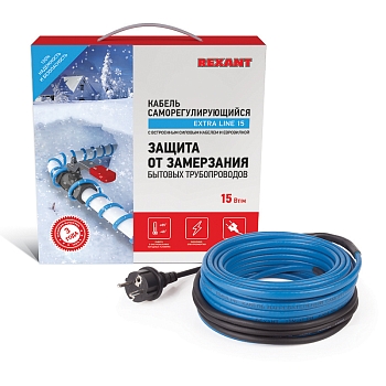 Кабель греющий саморегулирующийся 15MSR-PB, на трубу, 2м/30Вт REXANT