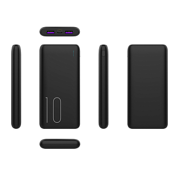 Портативное зарядное устройство Power Bank (аккумуляторная батарея) 10000 mAh с Quick Charge и Power Delivery, черное REXANT