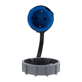 Розетка влагозащищенная кабельная переносная 1 гнездо, 2Р+РЕ, 16А, IP68, серая REXANT