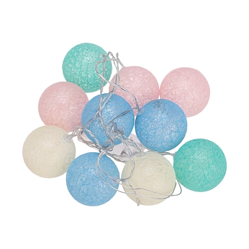 Тайские фонарики Пудра 1,5 м, прозрачный ПВХ, 10 LED, теплый белый, питание 2 х АА (батарейки не в комплекте)