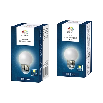 Лампа светодиодная, диаметр 45мм, E27, 5 LED, 2Вт, ТЕПЛЫЙ БЕЛЫЙ, 230В NEON-NIGHT