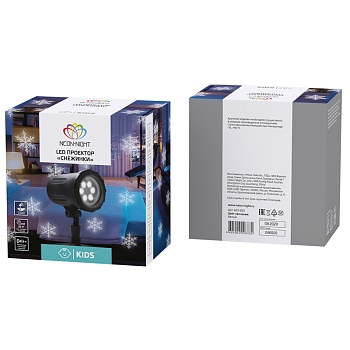 LED проектор, белые снежинки, 230В