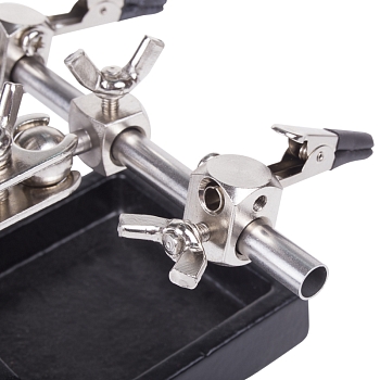 Держатель Третья рука, 2 зажима, лупа 90мм (3х), чугун REXANT