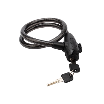 Замок тросовый взломостойкий для велосипедов и колясок с ключом 65см черный ЧЕТЫРЕ СЕЗОНА